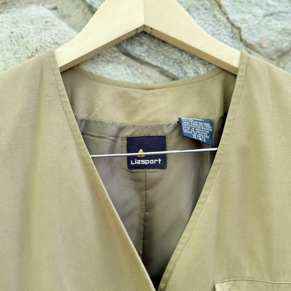Vintage 90s Safari Vibes Khaki Sleeveless Button-Up Vest with Belt size 8 medium - Picture 2 of 8